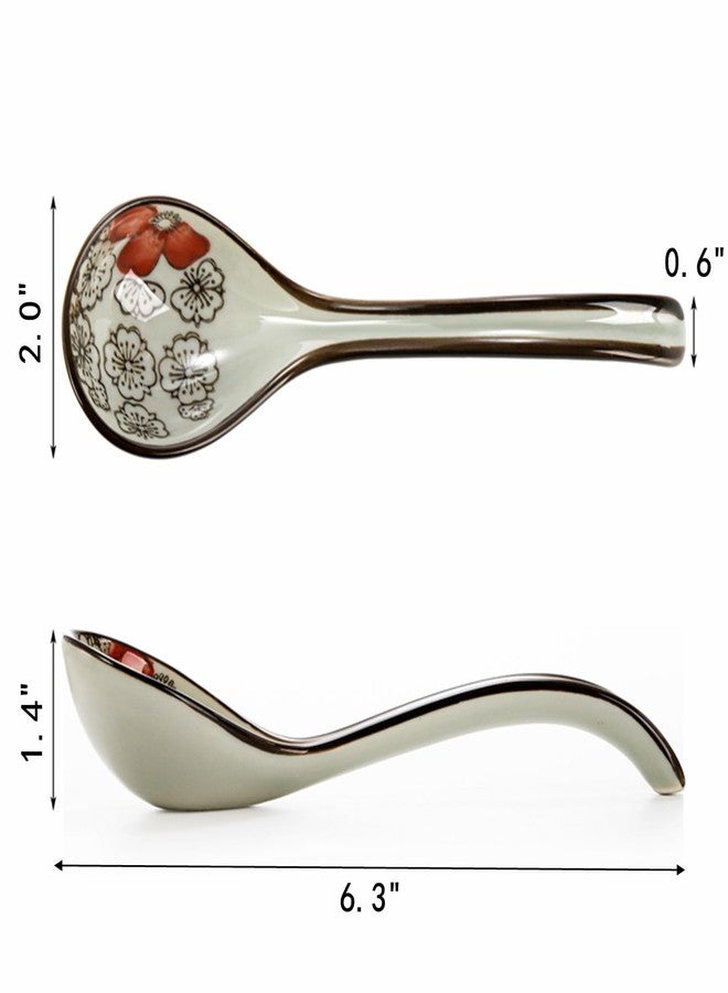 Cididu 8 Pcs Asian Ceramic Soup Spoons, Japanese Ramen Spoon with Long Curved Handle, Chinese Soup Spoon, Porcelain Tablespoon, Kitchen Serving Spoon for Miso, Noodles, Cereal, Wonton, Dumpling Rice - Image 2